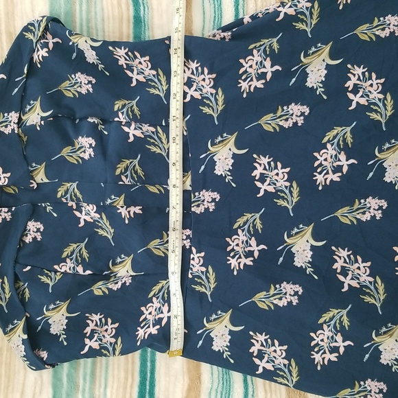 Fashion Jera Collection navy blue sleeveless pink floral midi dress size L - Picture 9 of 10